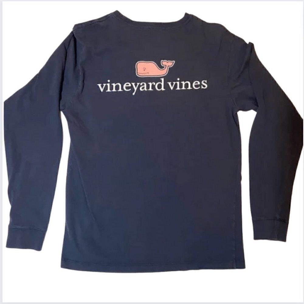 Vineyard Vines navy long-sleeve logo t-shirt, XS